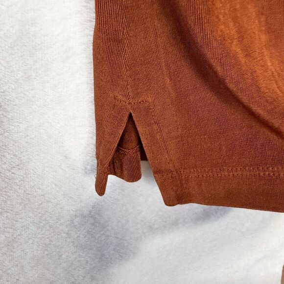 Chico's Travelers Size 2 Large Burnt Sienna Mock Neck Cap Sleeve Top Blouse - Picture 9 of 15